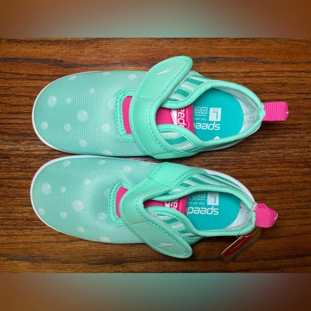 Speedo Toddler Water Shoes – Size Large-9-10 – Mint Green/White